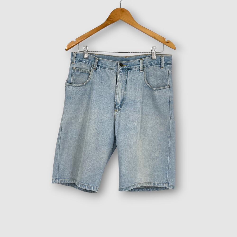 90s Vintage Fast Breakers Light Wash Denim Bermuda Shorts Size 34